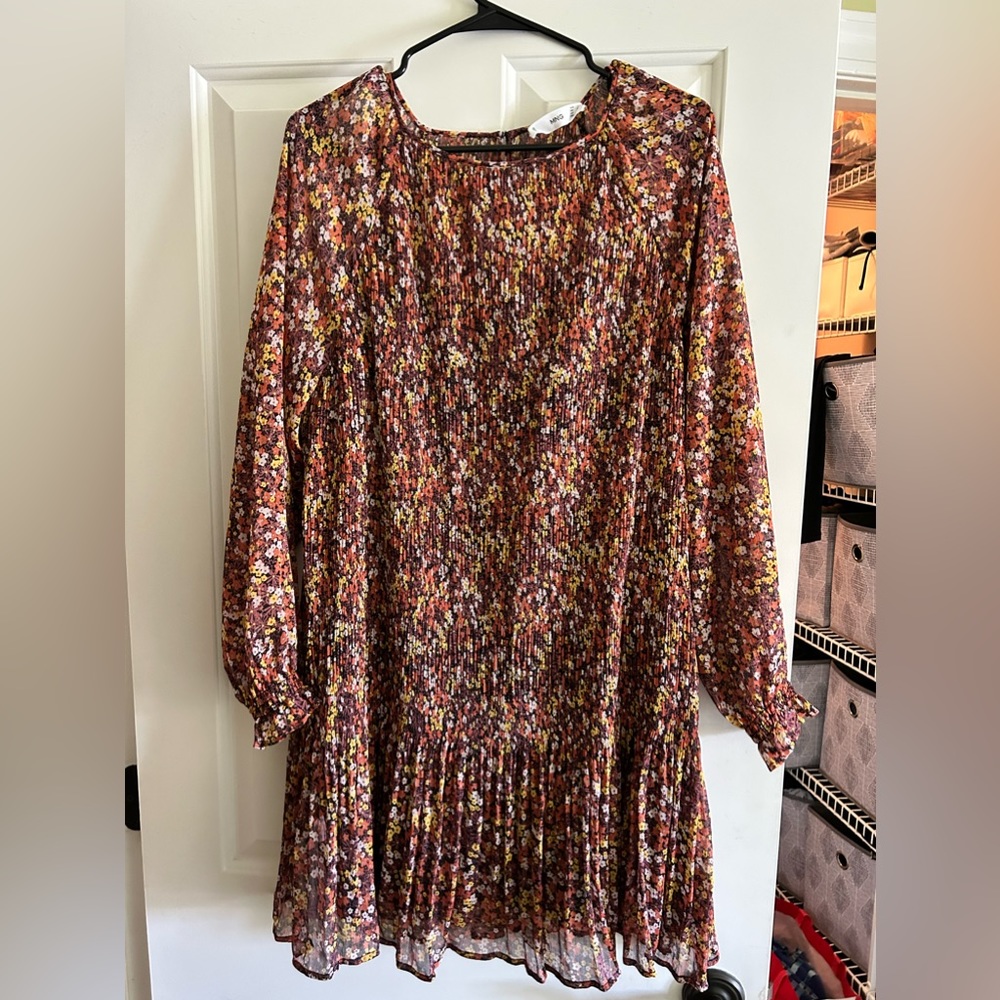 MANGO | Long Sleeve Floral Shift Dress